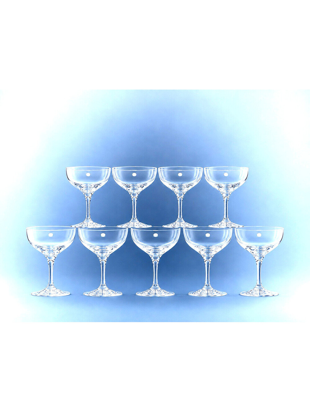 Rosenthal Germany 1960s 9 Champagne Glasses Tulip Handblown Crystal, 4x4.5"